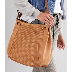 Moda Luxe Brown Woven Shoulder Bag with Textured Design